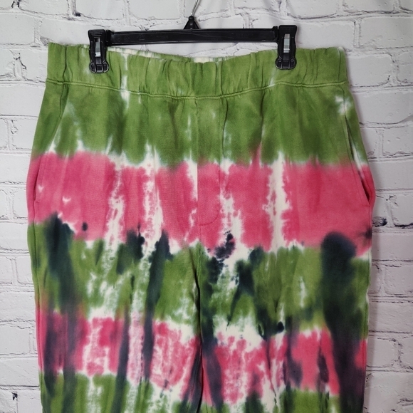 Sandrine Rose X Free People Tie Dye Sweatpants Green Pink Blue Size Large - Picture 4 of 6
